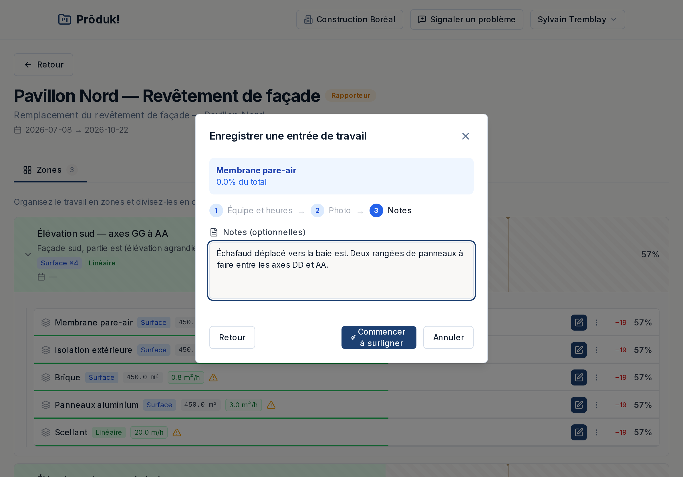 Étape trois : un champ de notes facultatif et un bouton « commencer à surligner »